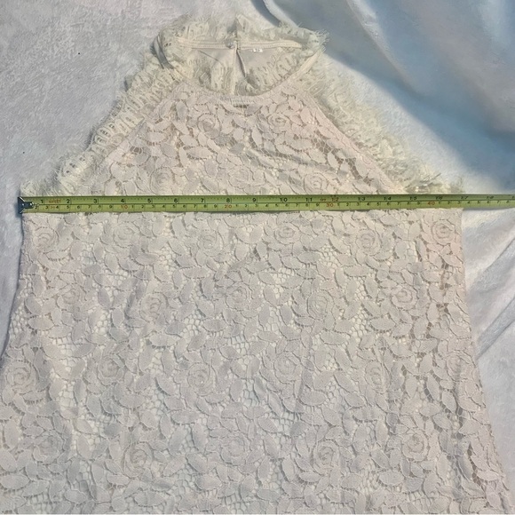 NEW Boho Lace Top Small - Ivory / Cream Sleeveless Shirt w/ Lace Layer Classy - Picture 15 of 16